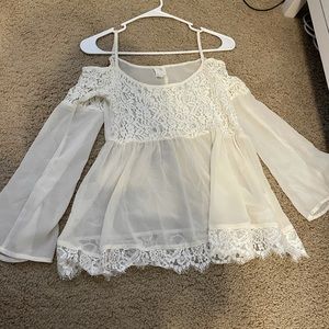 LA hearts, Cream/white, XS, lace, off-shoulder with sleeves